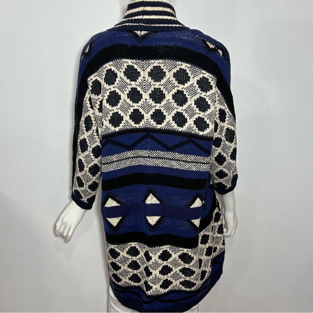Lucky Brand Blue/Black Open‎ Front Boho Cardigan - M - Picture 9 of 14